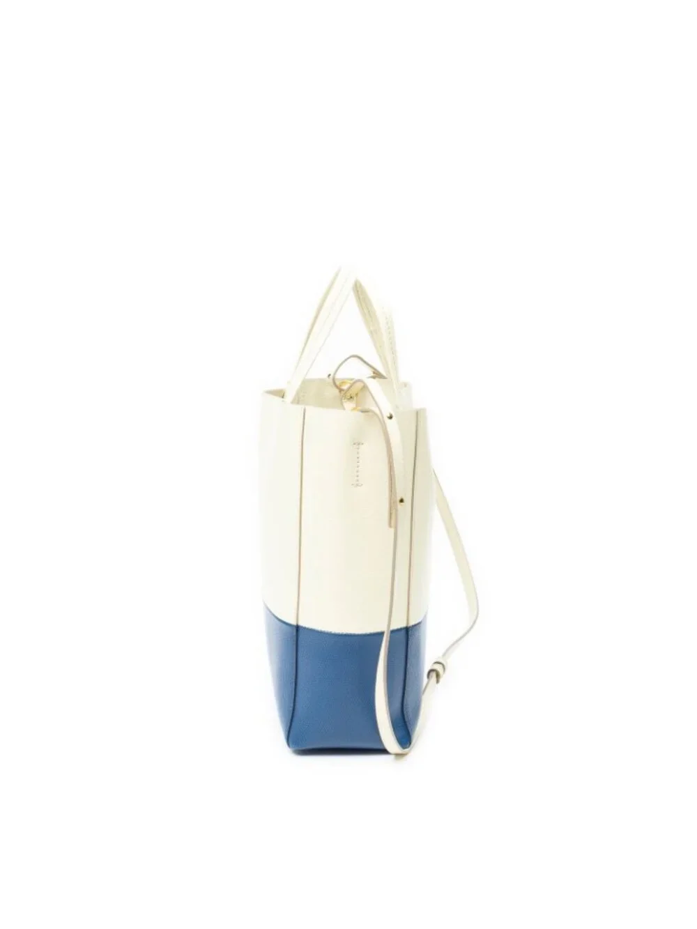 Celine Small Vertical Cabas Tote Ivory Blue Gray Leather